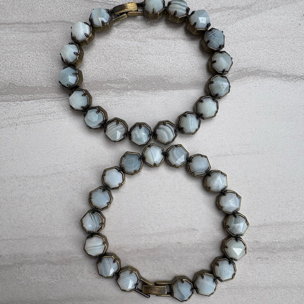 Kendra Scott white banded agate stone bracelets